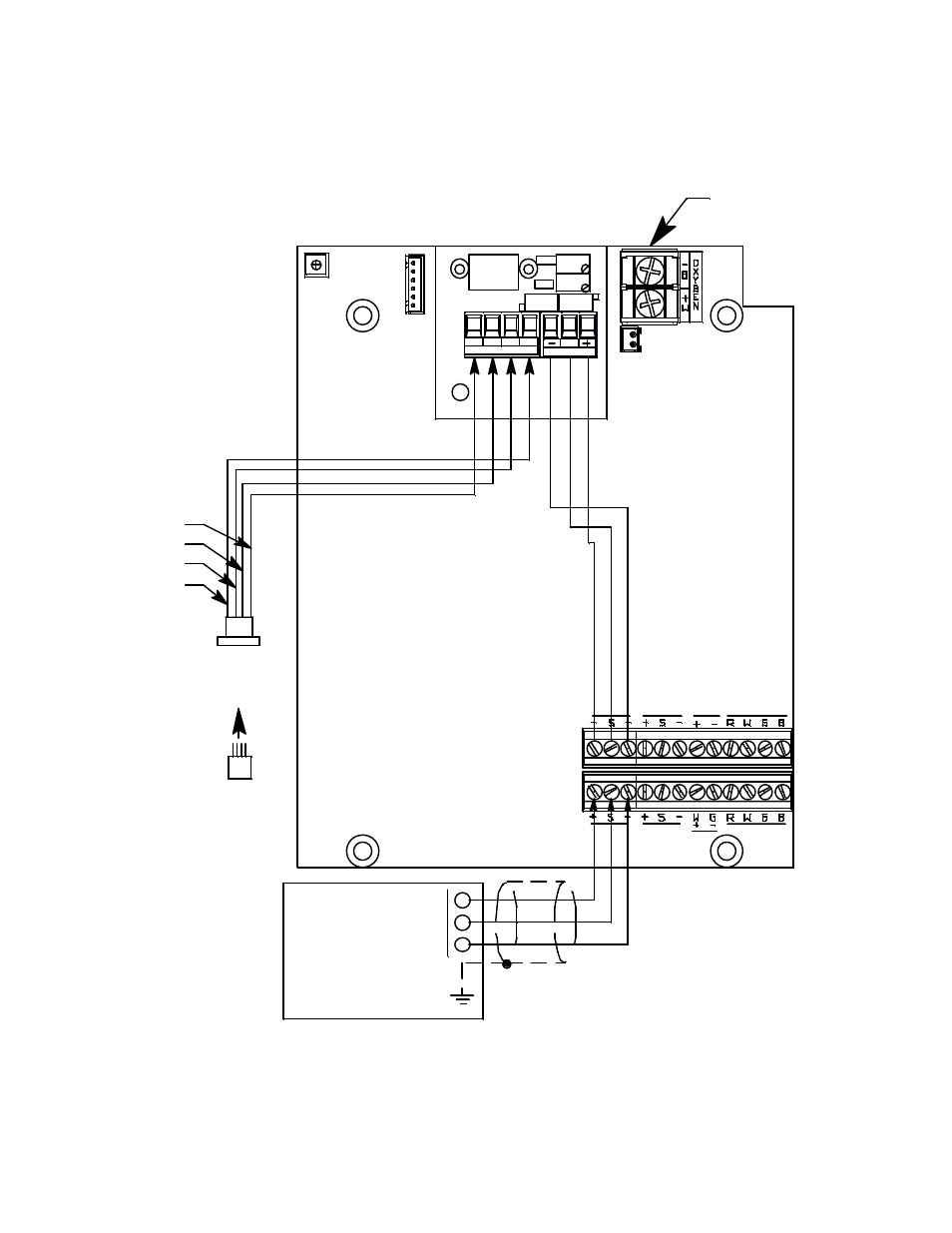 Not used on t his v ersion, Green black red w hite, 24 vdc controll er or recording dev ice | 4/20 s ignal - (dc g round) ir c o2 sensor pcb, Ir c o2 sensor | RKI Instruments 35-3001A-05-02 User Manual | Page 15 / 24