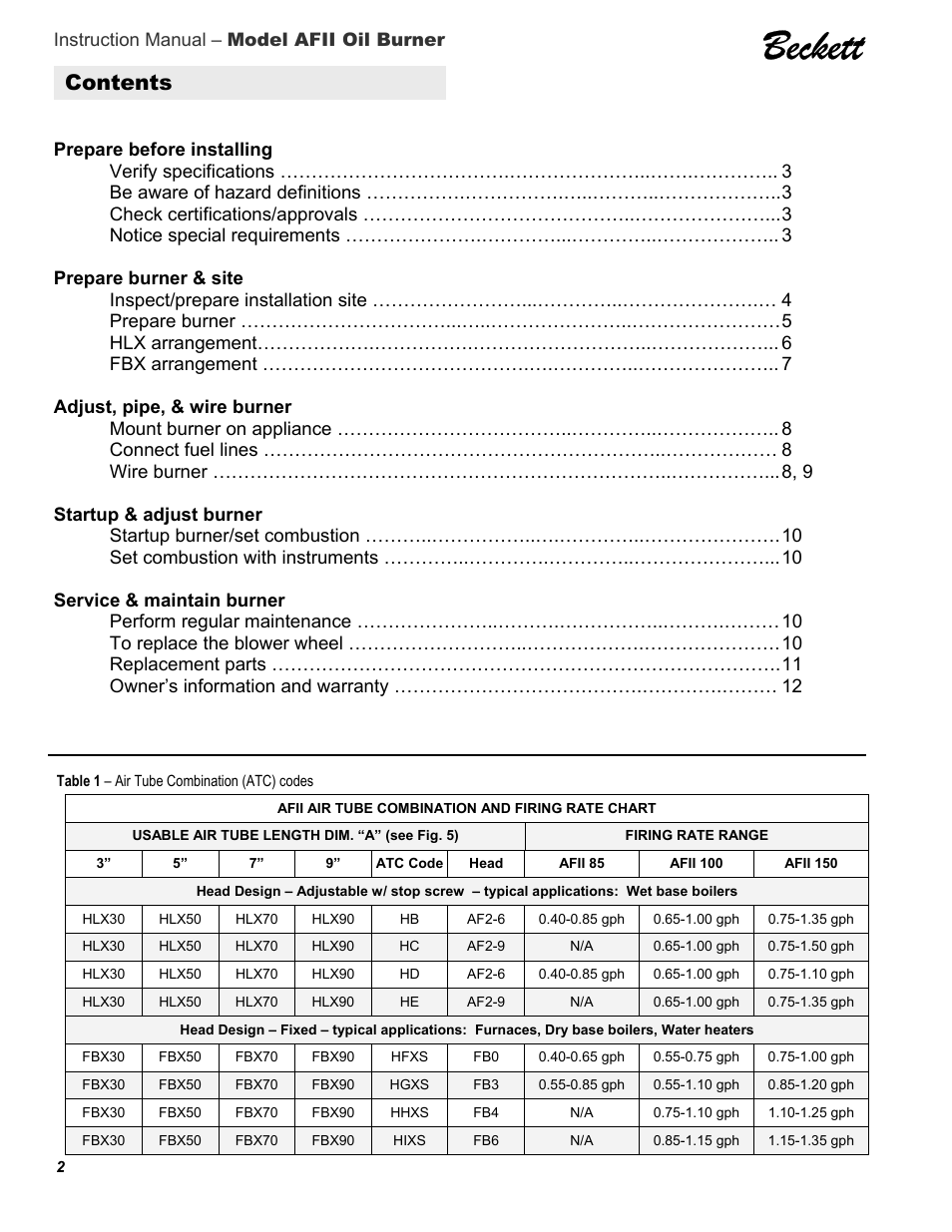 Beckett 100 User Manual | Page 2 / 12