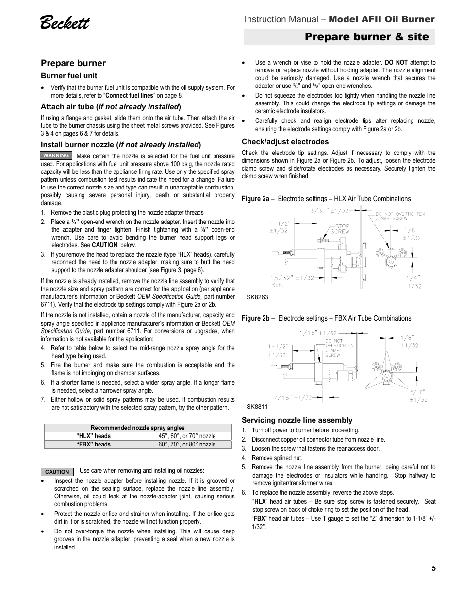 Beckett, Prepare burner & site, Instruction manual – model afii oil burner | Prepare burner | Beckett 100 User Manual | Page 5 / 12