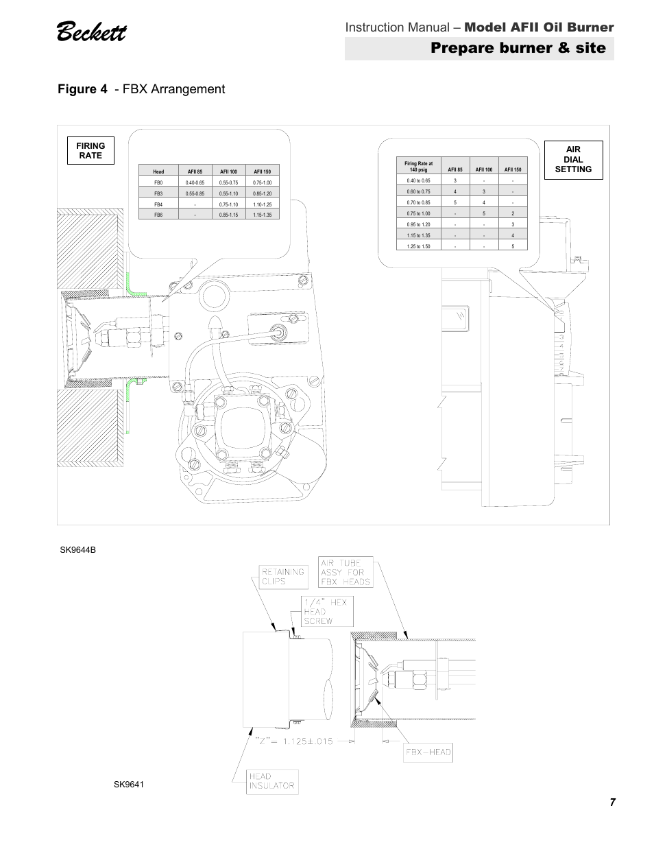 Beckett, Prepare burner & site | Beckett 100 User Manual | Page 7 / 12