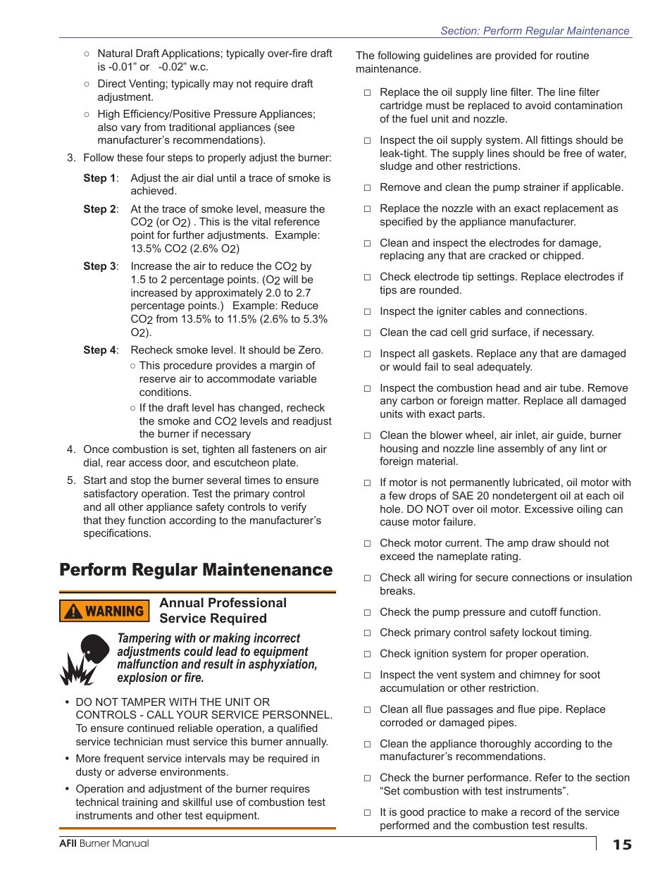 Perform regular maintenenance | Beckett AFII User Manual | Page 15 / 20