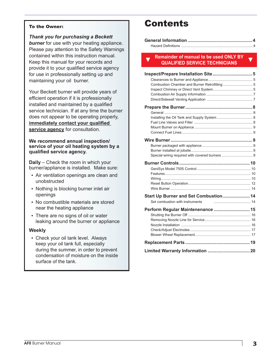 Beckett AFII User Manual | Page 3 / 20