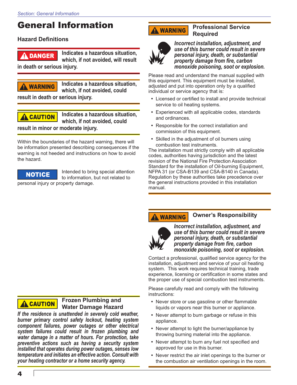 General information | Beckett AFII User Manual | Page 4 / 20