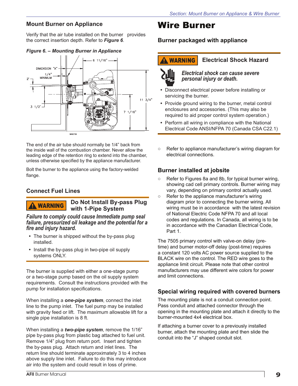 Wire burner | Beckett AFII User Manual | Page 9 / 20