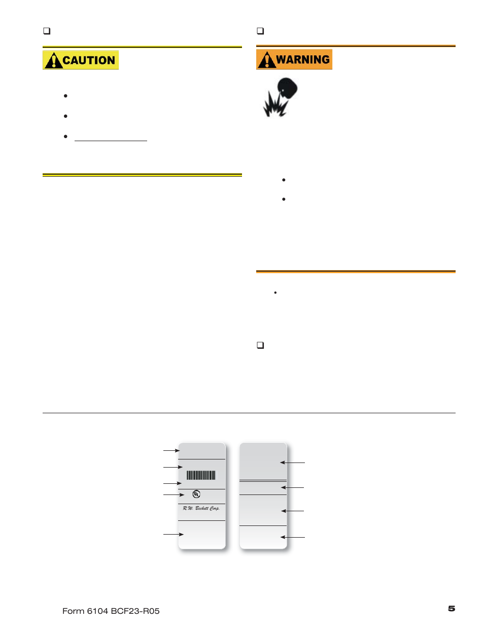 Figure 1 – typical nameplate, Oil supply pressure control required, Correct nozzle and flow rate required | Nozzle pressure, Electrical supply, Fuel supply | Beckett CF1400 User Manual | Page 5 / 24