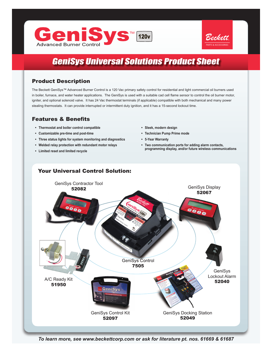 Beckett GENISYS 52040 User Manual | 2 pages