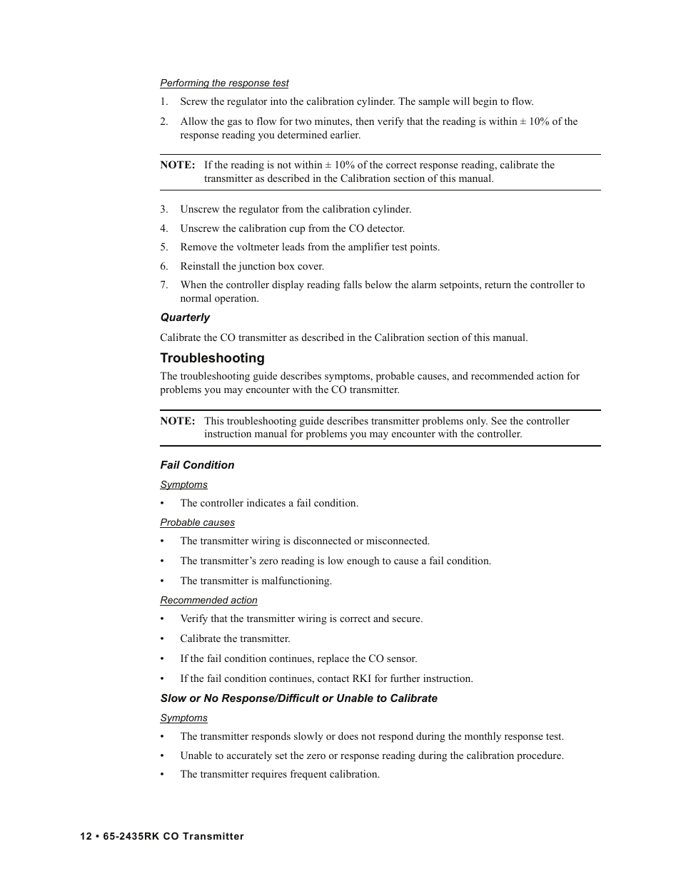RKI Instruments 65-2435RK User Manual | Page 12 / 21