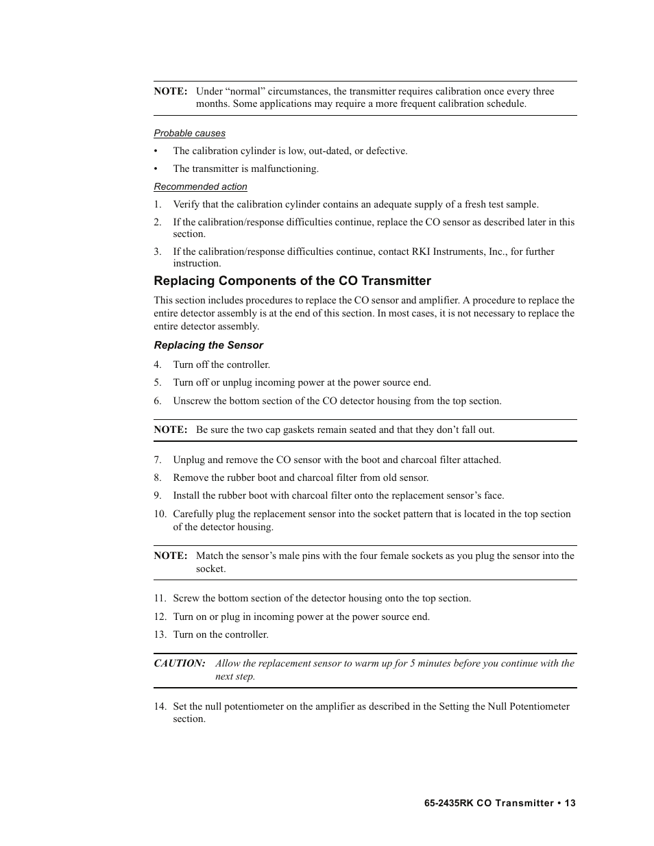 RKI Instruments 65-2435RK User Manual | Page 13 / 21