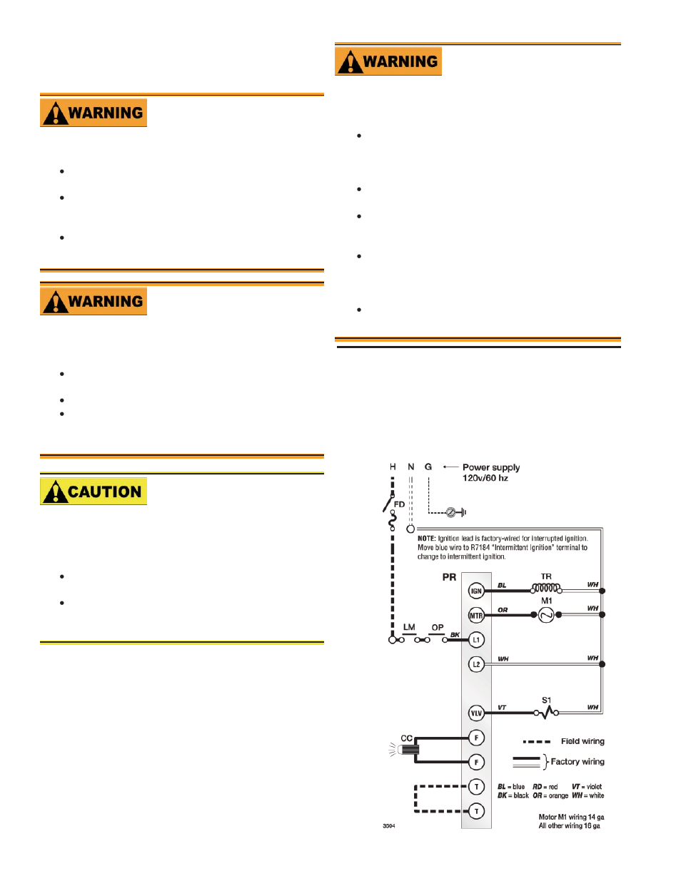 Wire the burner, R7184 | Beckett CF1000 User Manual | Page 12 / 20
