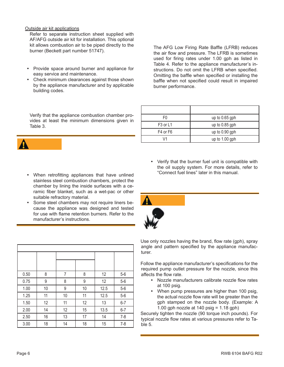 Prepare the burner, Warning | Beckett AFG User Manual | Page 6 / 16