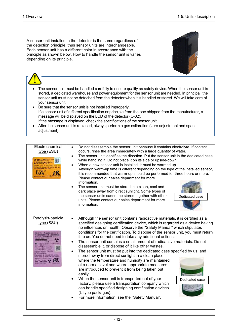 Caution, How to use sensor unit | RKI Instruments GD-70D Series User Manual | Page 12 / 81