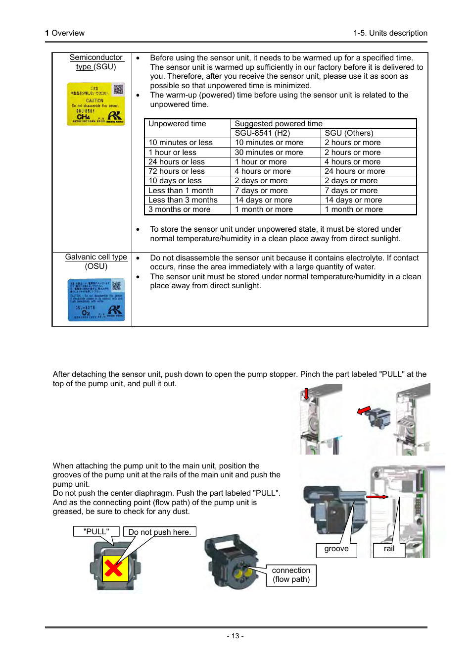 Detaching and attaching pump unit | RKI Instruments GD-70D Series User Manual | Page 13 / 81