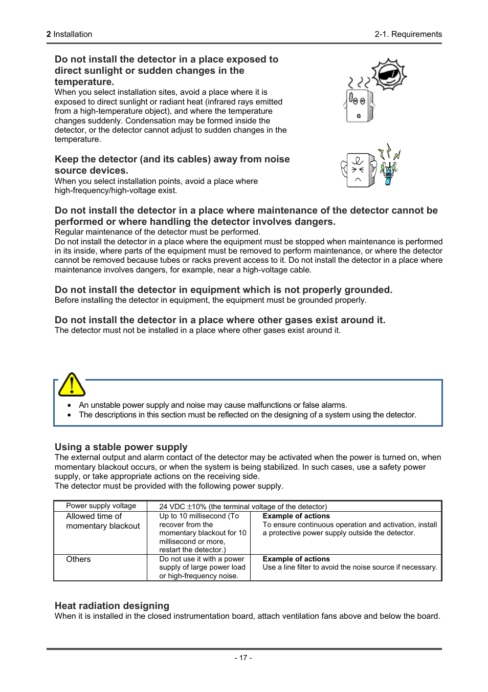 Precautions for system designing, Caution | RKI Instruments GD-70D Series User Manual | Page 17 / 81