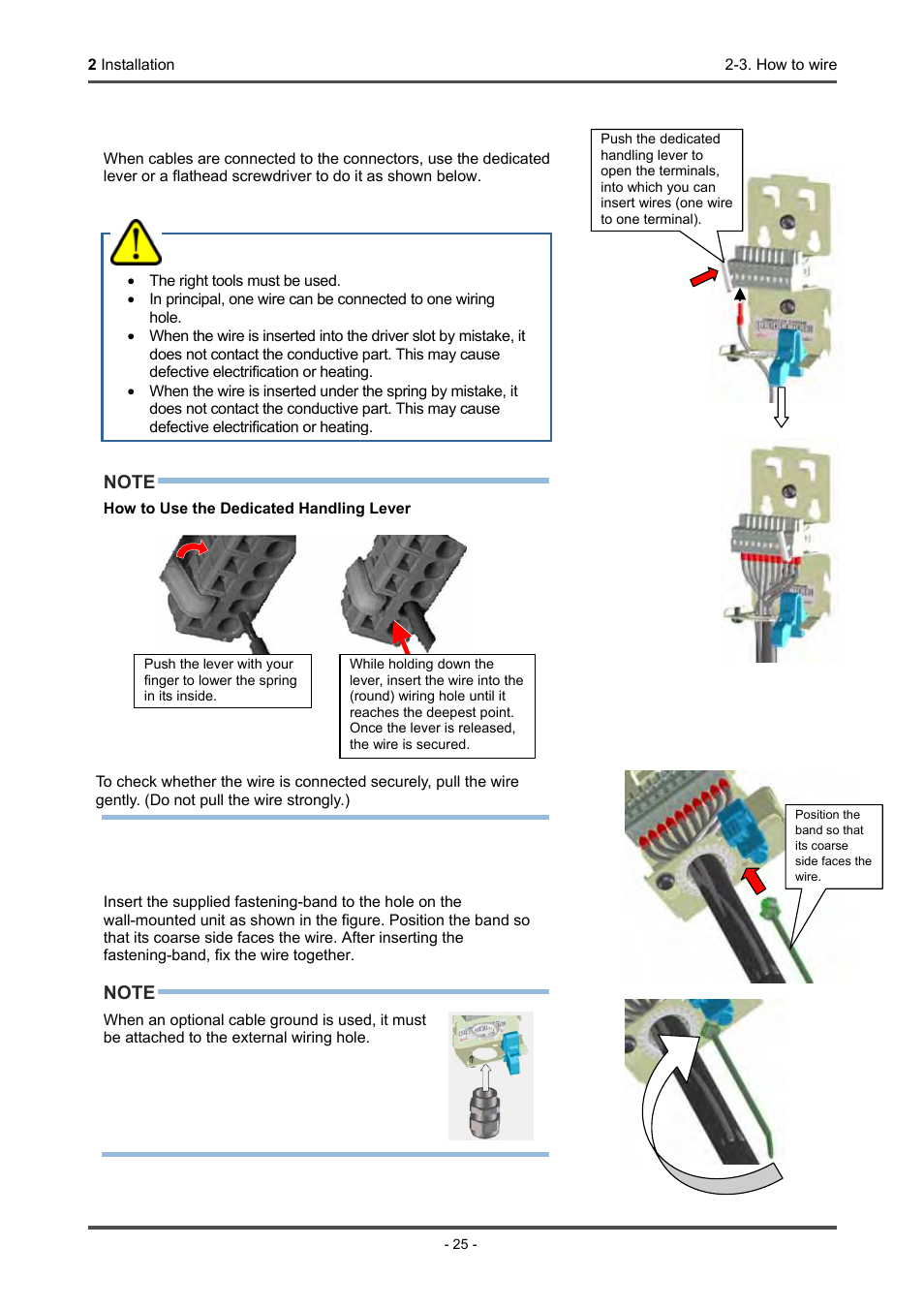 How to connect to terminal plate, How to clamp cables, Caution | RKI Instruments GD-70D Series User Manual | Page 25 / 81