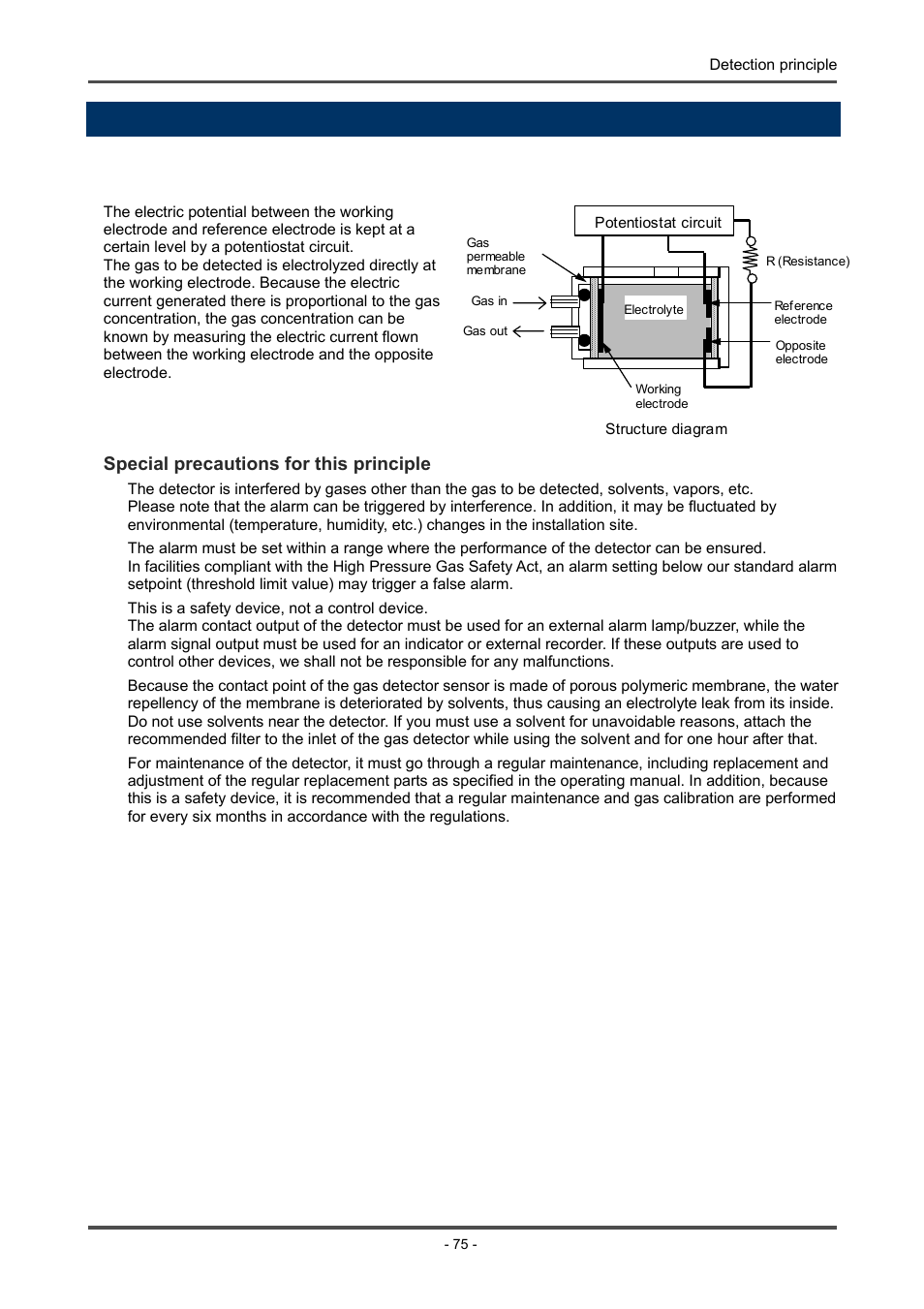 Detection principle, Electrochemical type | RKI Instruments GD-70D Series User Manual | Page 75 / 81