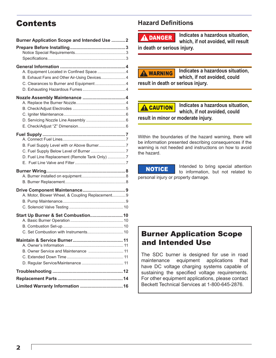 Beckett SDC 24 VDC User Manual | Page 2 / 16