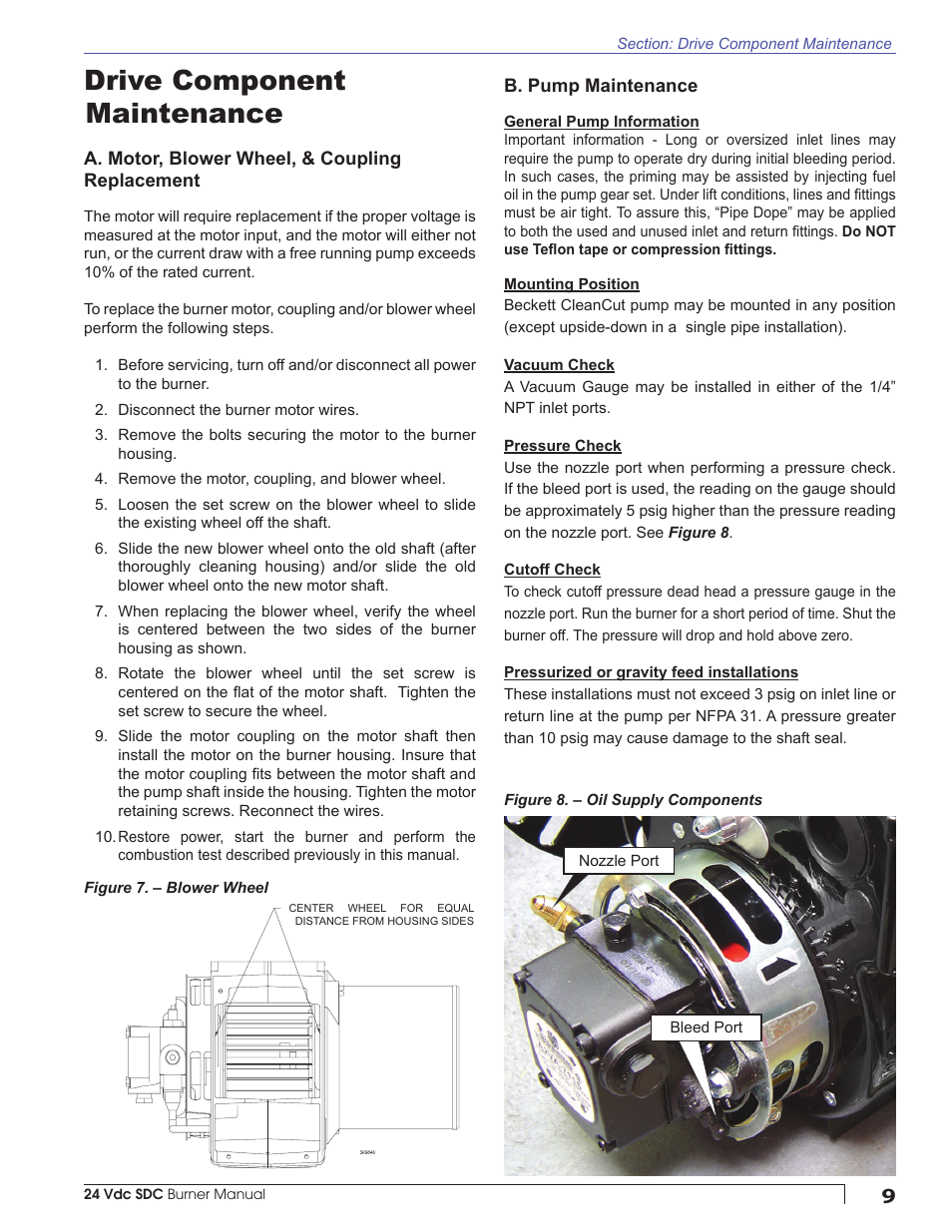 Drive component maintenance | Beckett SDC 24 VDC User Manual | Page 9 / 16
