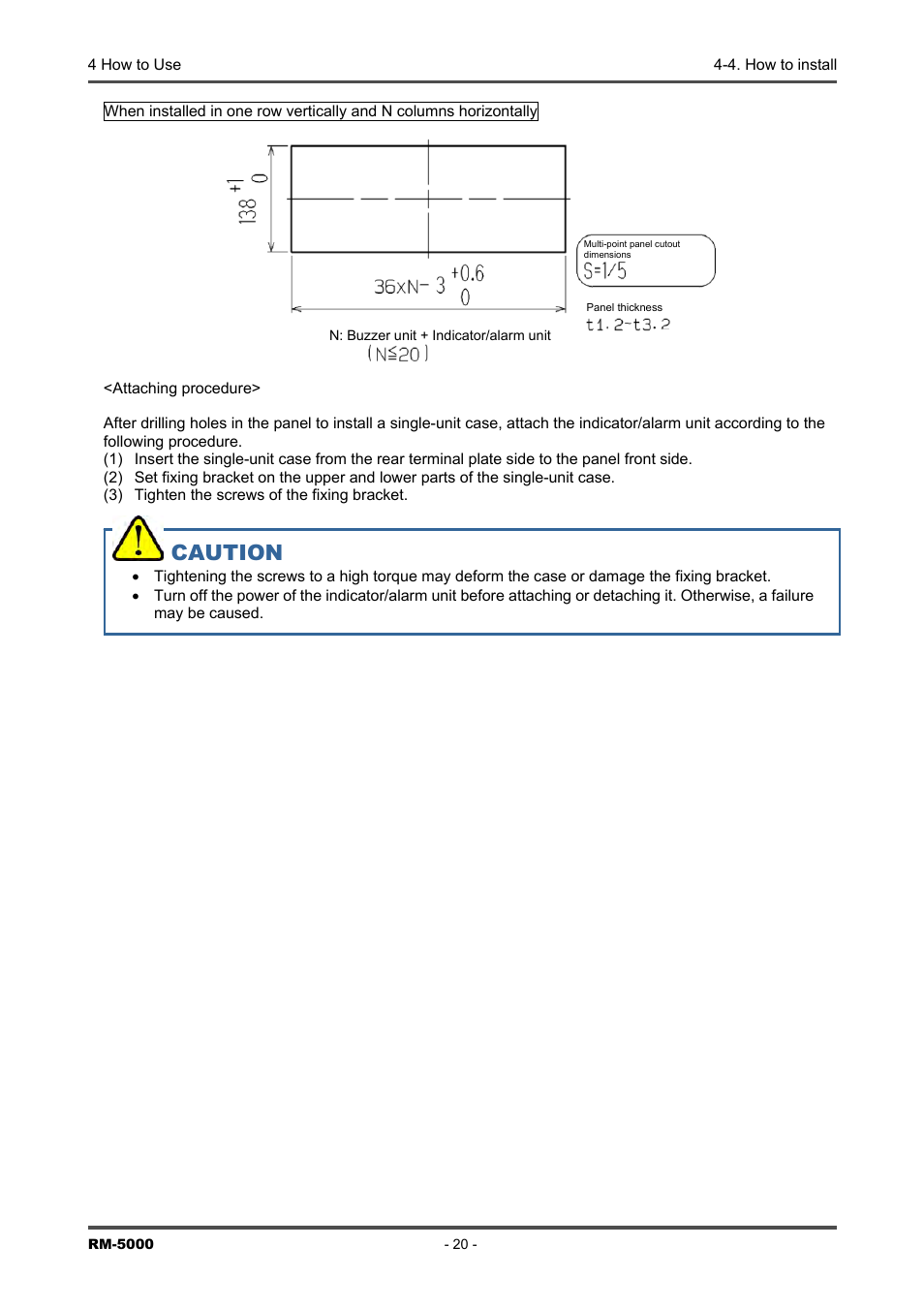 Caution | RKI Instruments RM-5000 Series Indicator/Alarm Unit User Manual | Page 20 / 81