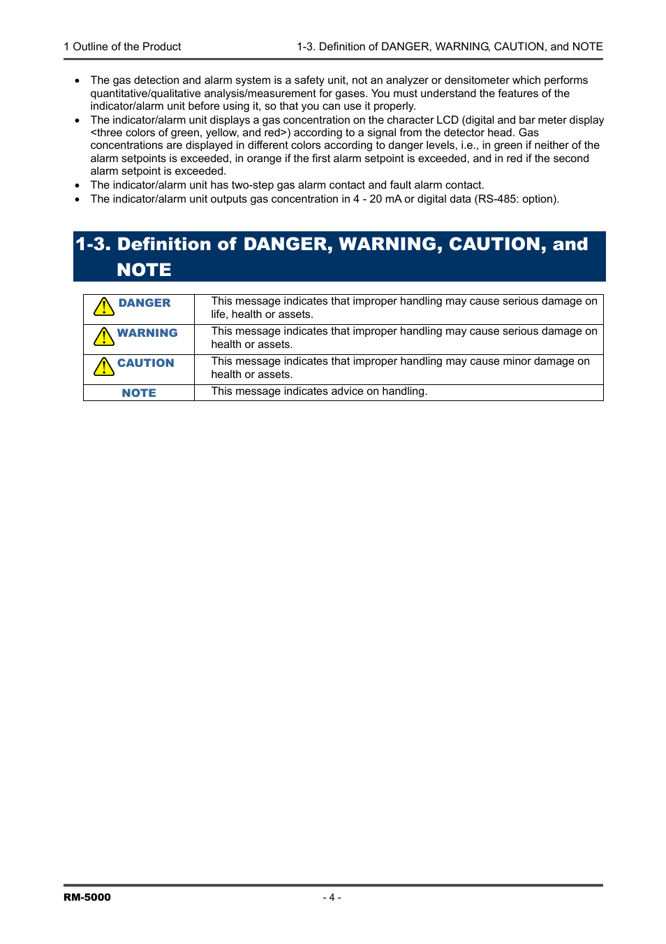 RKI Instruments RM-5000 Series Indicator/Alarm Unit User Manual | Page 4 / 81