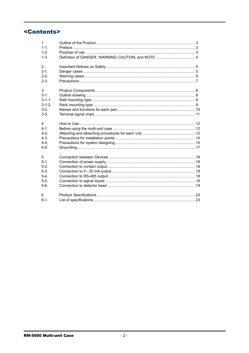 RKI Instruments RM-5000 Series Multi-Unit Case User Manual | Page 2 / 25