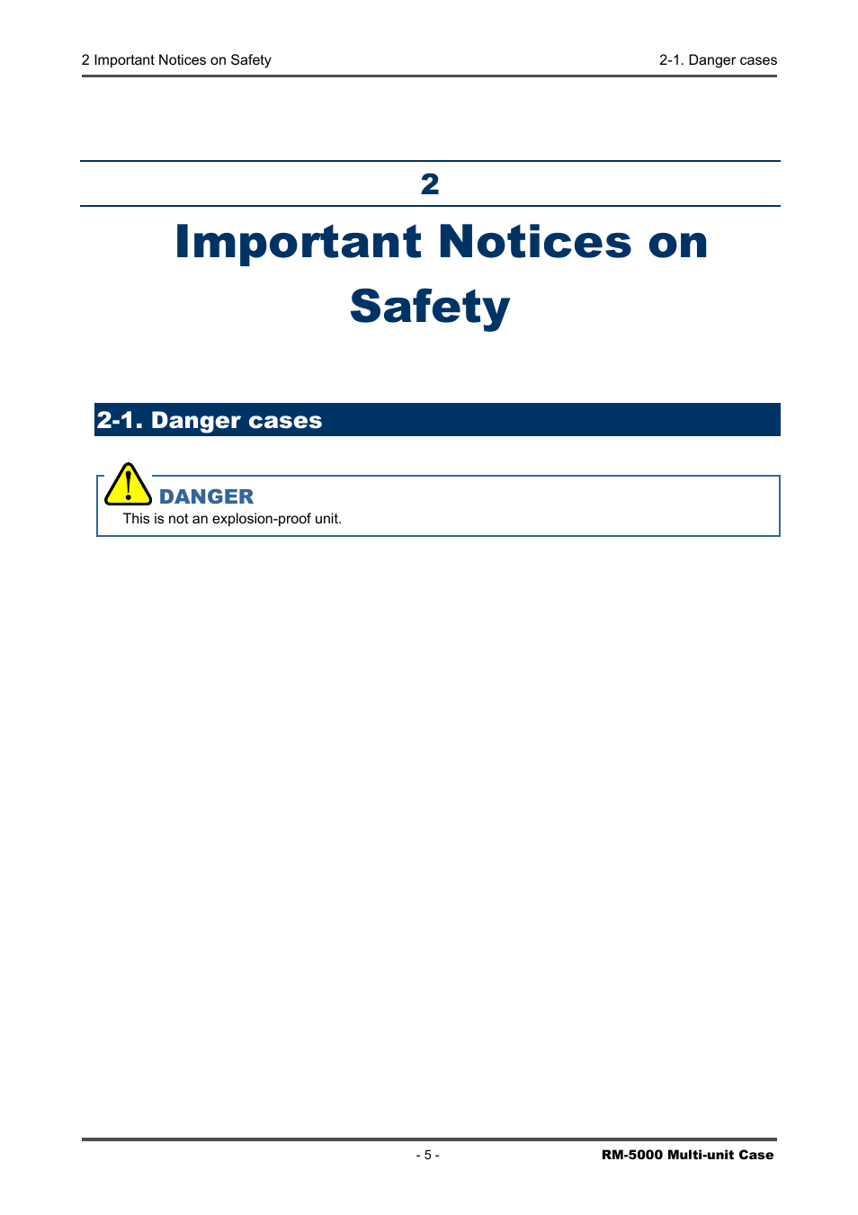 Important notices on safety, 1. danger cases | RKI Instruments RM-5000 Series Multi-Unit Case User Manual | Page 5 / 25