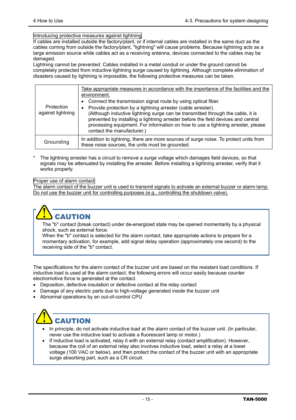 Caution | RKI Instruments TAN-5000 Series User Manual | Page 15 / 31