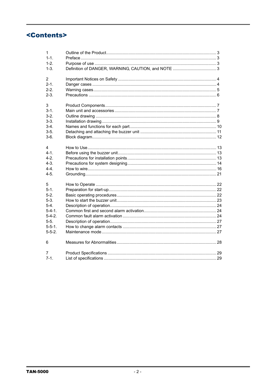RKI Instruments TAN-5000 Series User Manual | Page 2 / 31