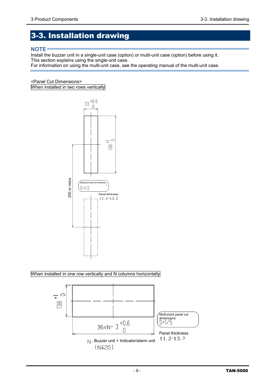 3. installation drawing | RKI Instruments TAN-5000 Series User Manual | Page 9 / 31