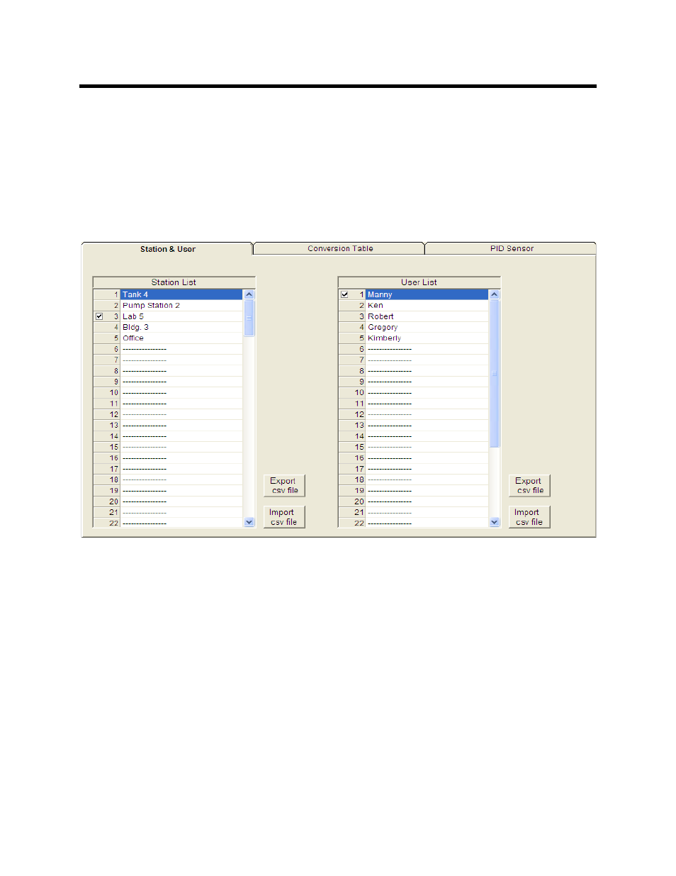 Station & user tab | RKI Instruments 71-0191RK User Manual | Page 16 / 43