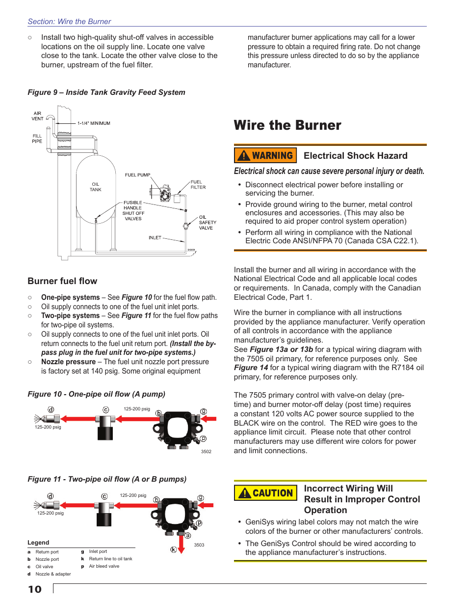 Wire the burner, Burner fuel fl ow | Beckett CF375 User Manual | Page 10 / 20