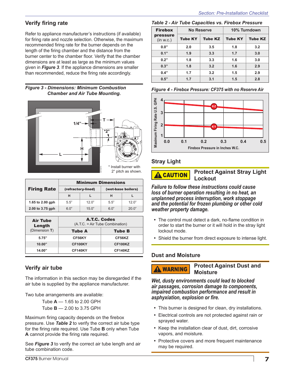 Verify fi ring rate, Stray light, Verify air tube | Beckett CF375 User Manual | Page 7 / 20