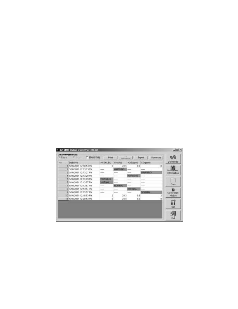 Printing and exporting data | RKI Instruments GX-2001 Data Logging with Calibration Station User Manual | Page 35 / 57