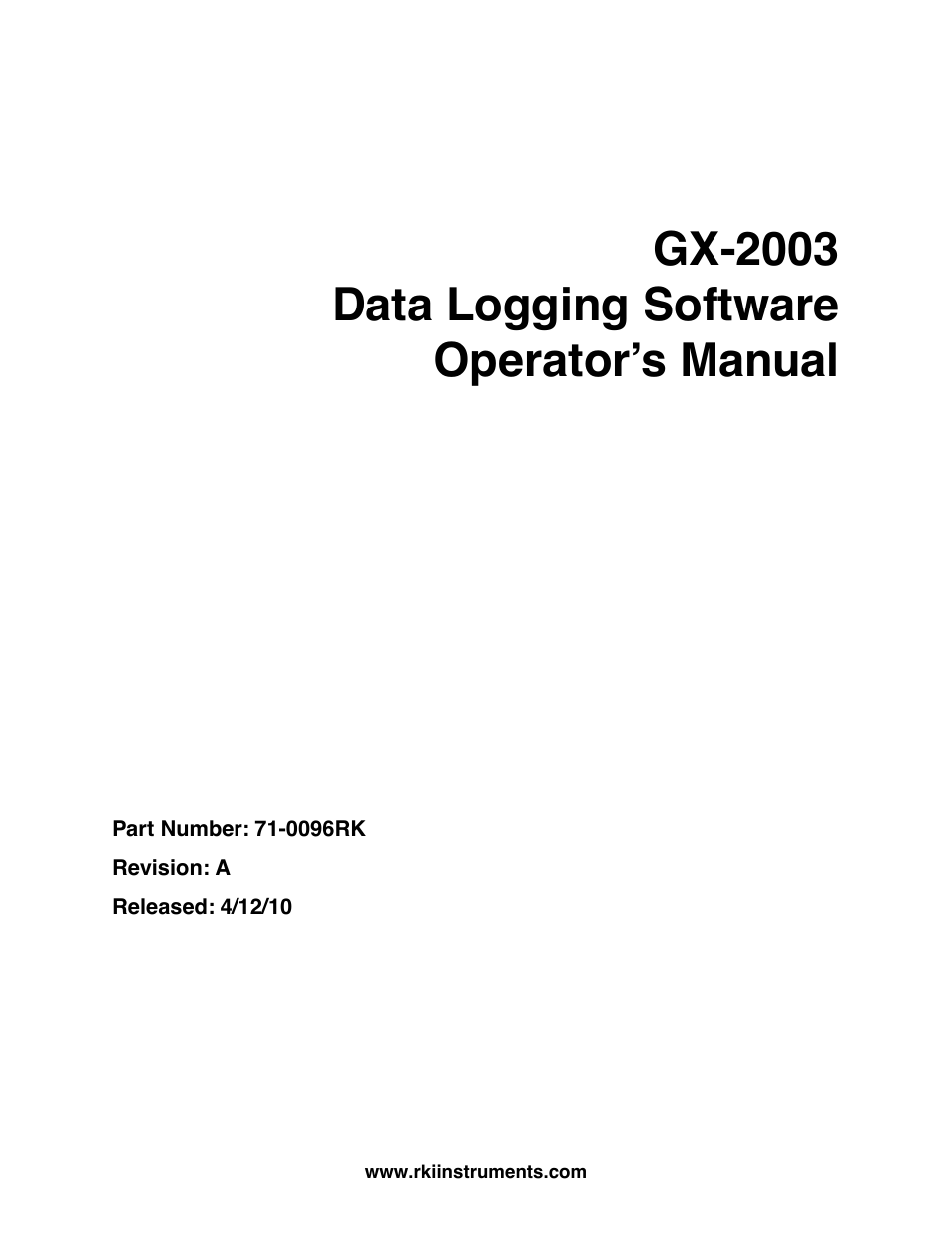 RKI Instruments GX-2003 User Manual | 64 pages