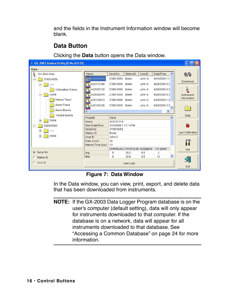 Data button | RKI Instruments GX-2003 User Manual | Page 16 / 64