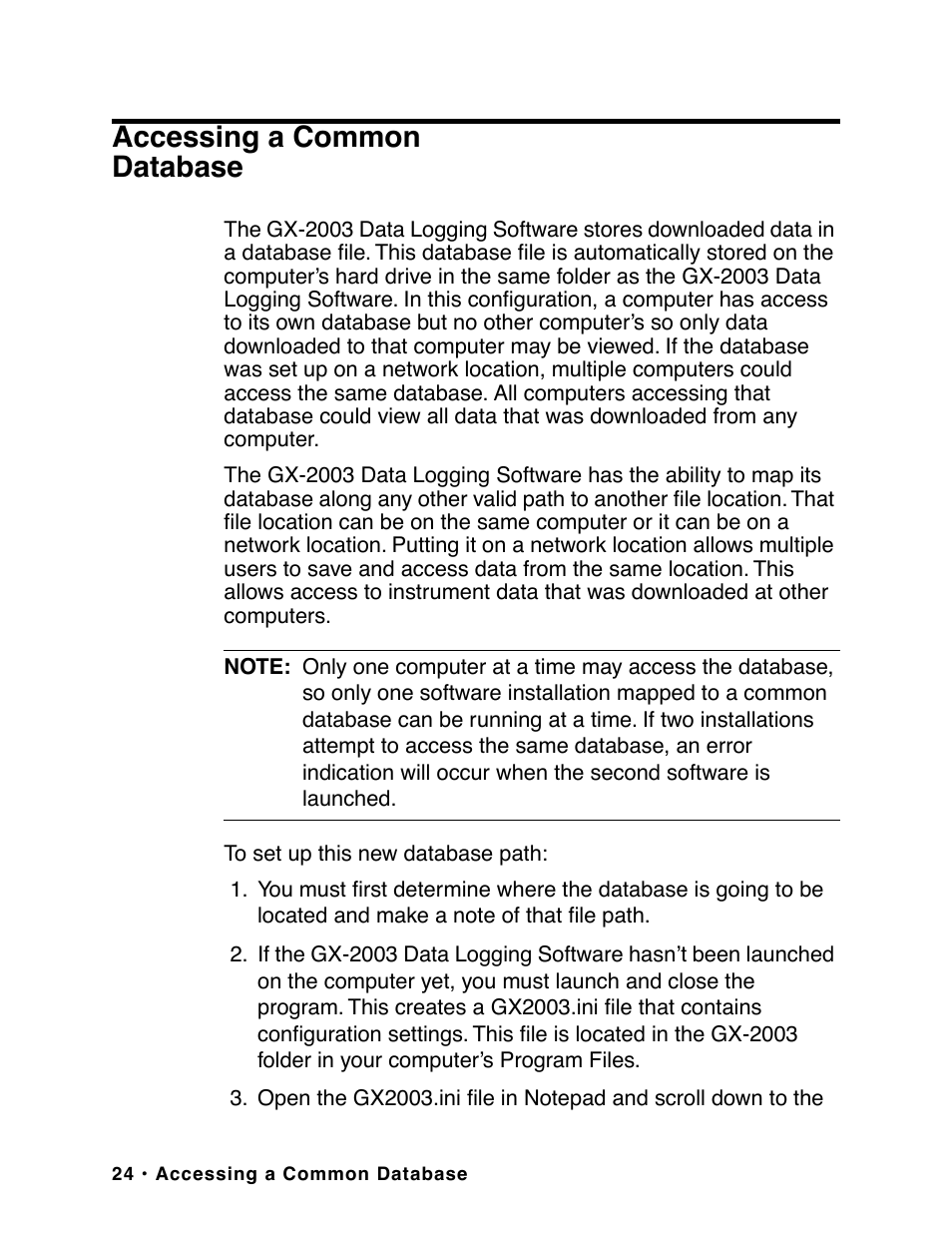 Accessing a common database | RKI Instruments GX-2003 User Manual | Page 24 / 64