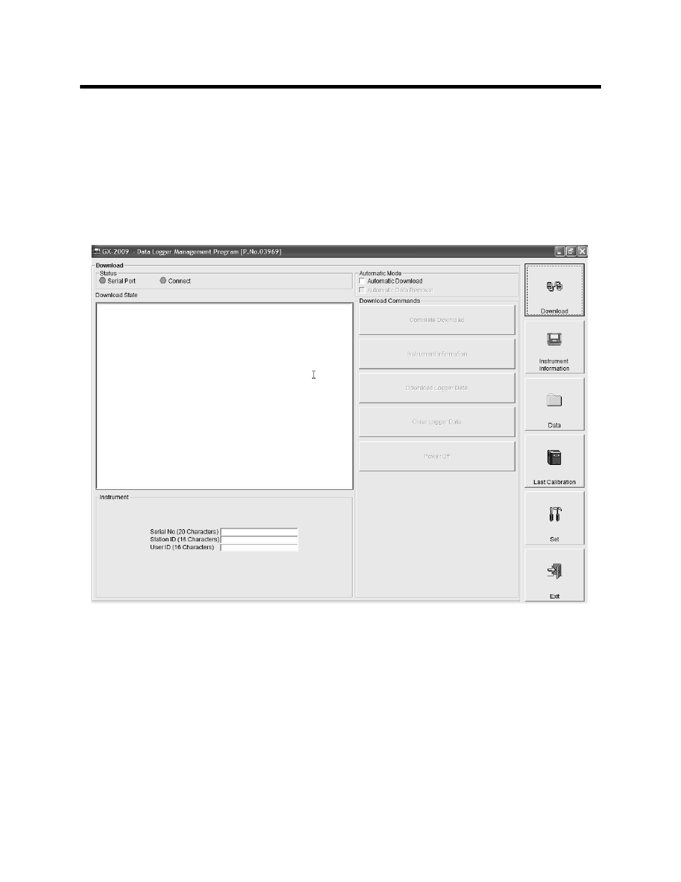 Launching the program | RKI Instruments GX-2009 Data Logger Management Program User Manual | Page 12 / 81