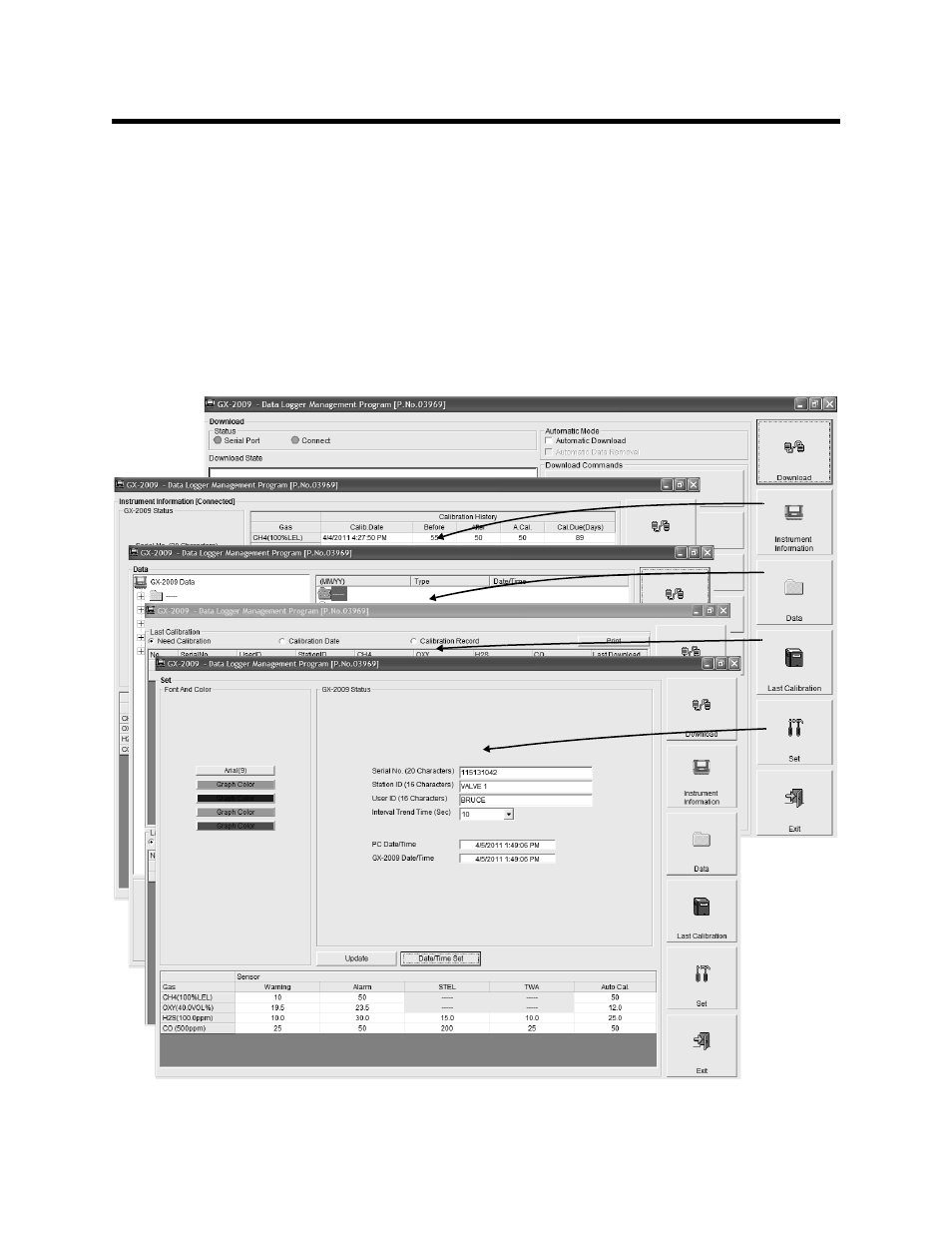 Control buttons | RKI Instruments GX-2009 Data Logger Management Program User Manual | Page 13 / 81