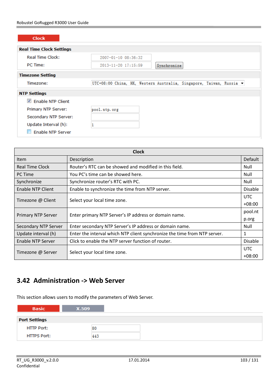 42 administration -> web server, Administration -> web server | Robustel R3000 User Guide User Manual | Page 104 / 132