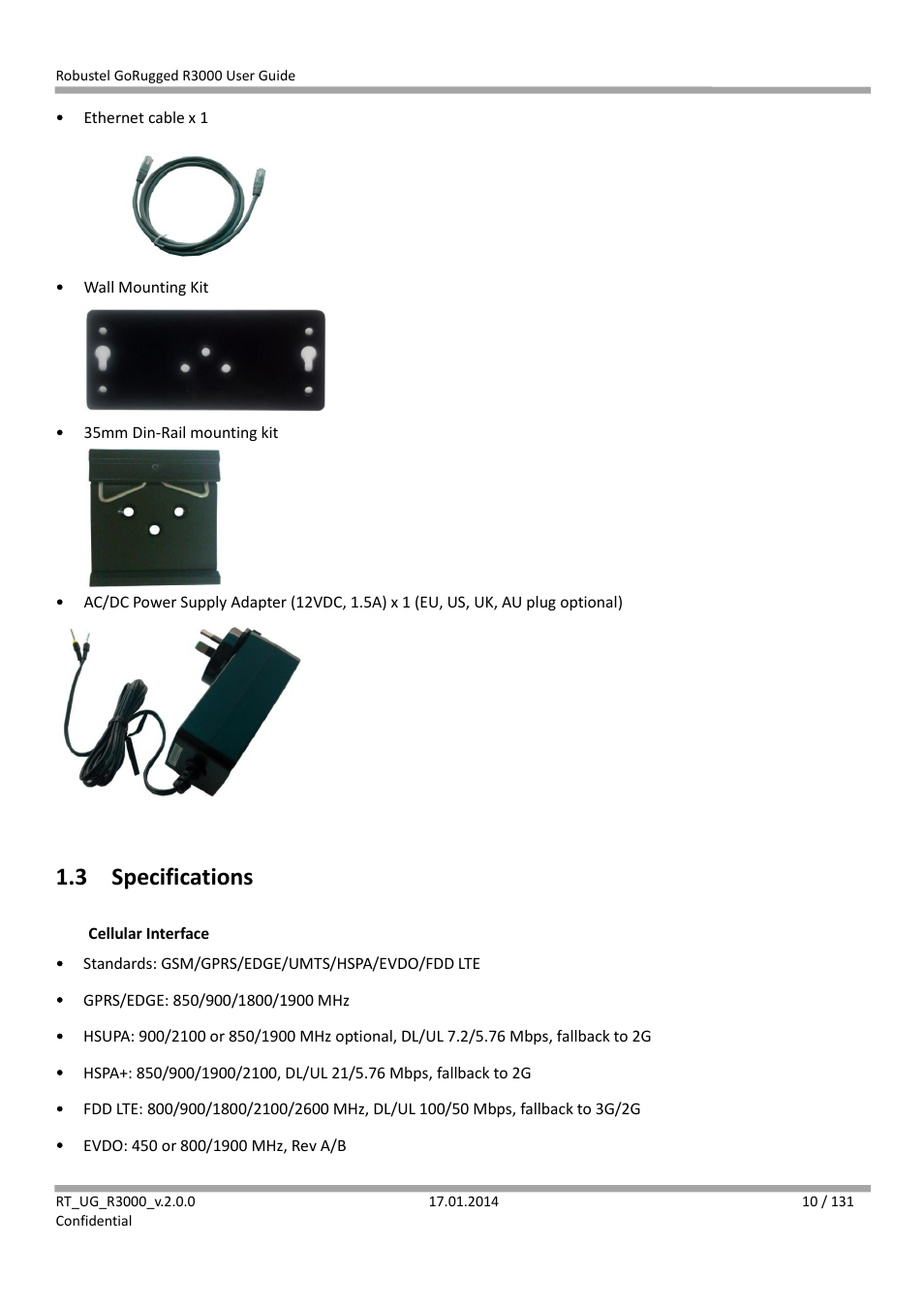 3 specifications, Specifications | Robustel R3000 User Guide User Manual | Page 11 / 132