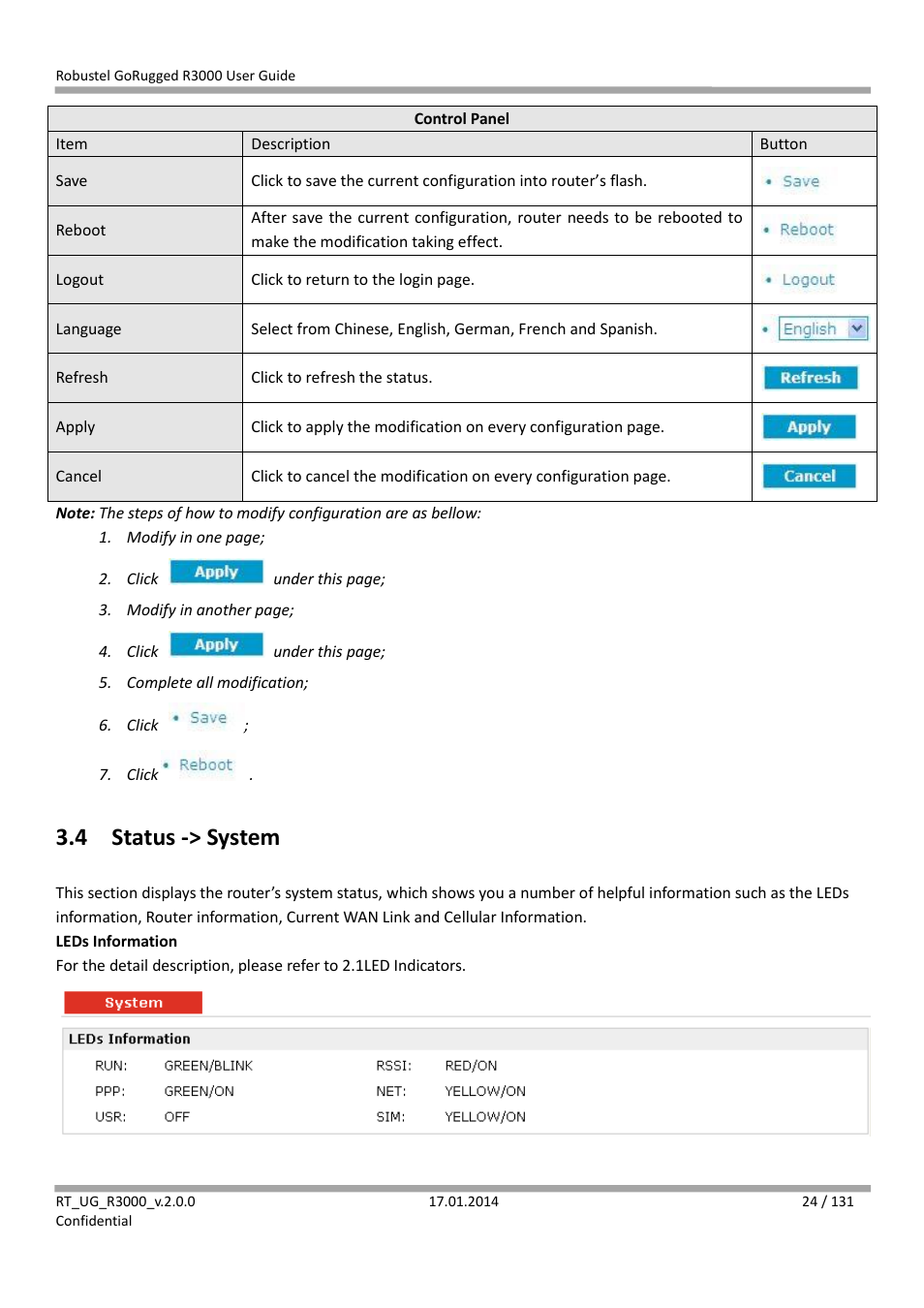 4 status -> system, Status -> system | Robustel R3000 User Guide User Manual | Page 25 / 132