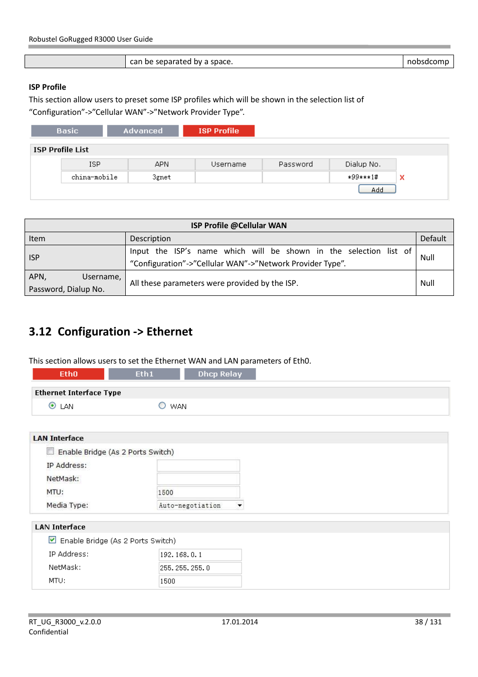 12 configuration -> ethernet, Configuration -> ethernet | Robustel R3000 User Guide User Manual | Page 39 / 132