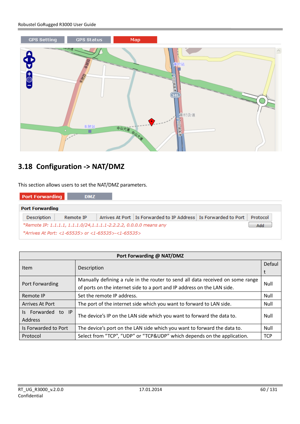 18 configuration -> nat/dmz, Configuration -> nat/dmz | Robustel R3000 User Guide User Manual | Page 61 / 132