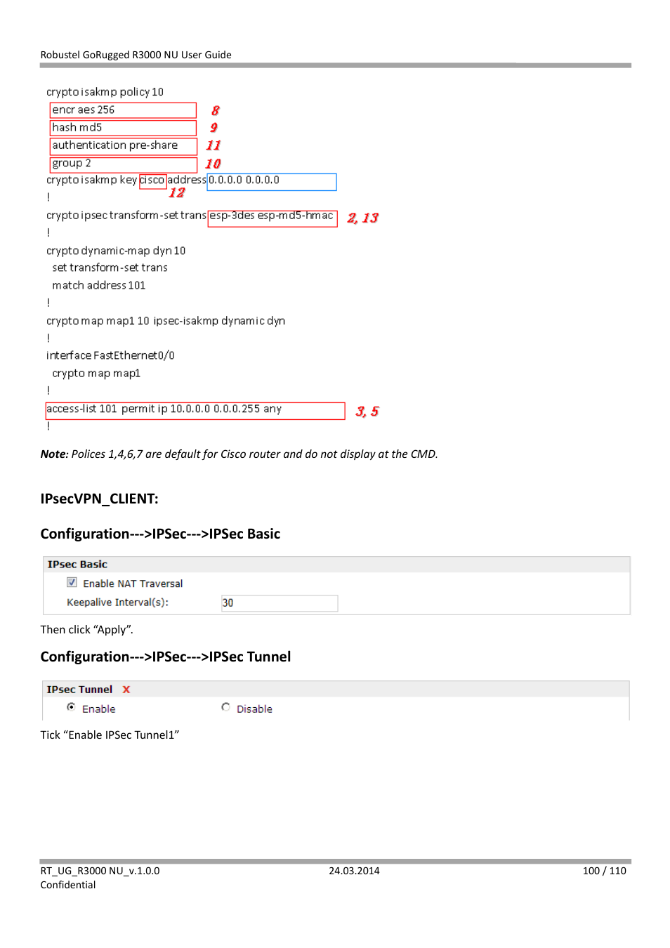 Configuration--->ipsec--->ipsec tunnel | Robustel R3000 NU User Manual | Page 101 / 111