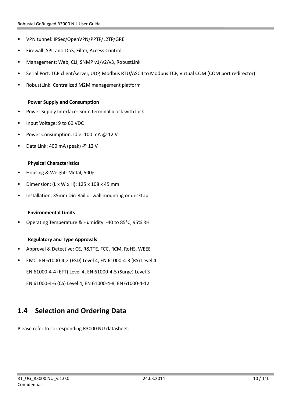 4 selection and ordering data, Selection and ordering data | Robustel R3000 NU User Manual | Page 11 / 111