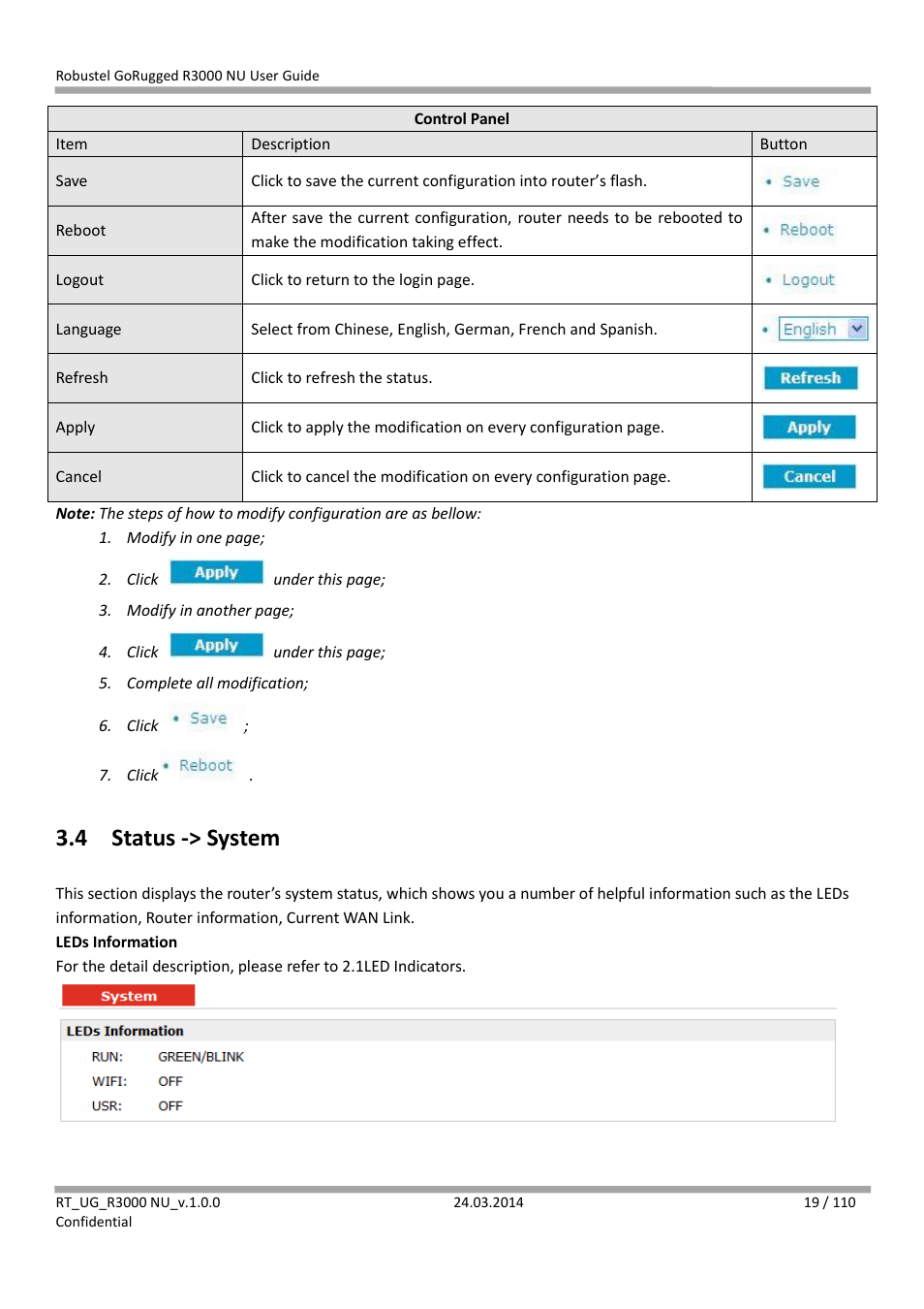 4 status -> system, Status -> system | Robustel R3000 NU User Manual | Page 20 / 111