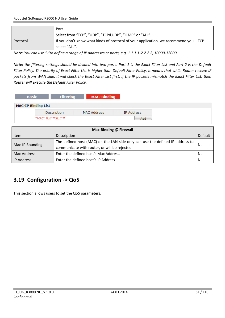 19 configuration -> qos, Configuration -> qos | Robustel R3000 NU User Manual | Page 52 / 111