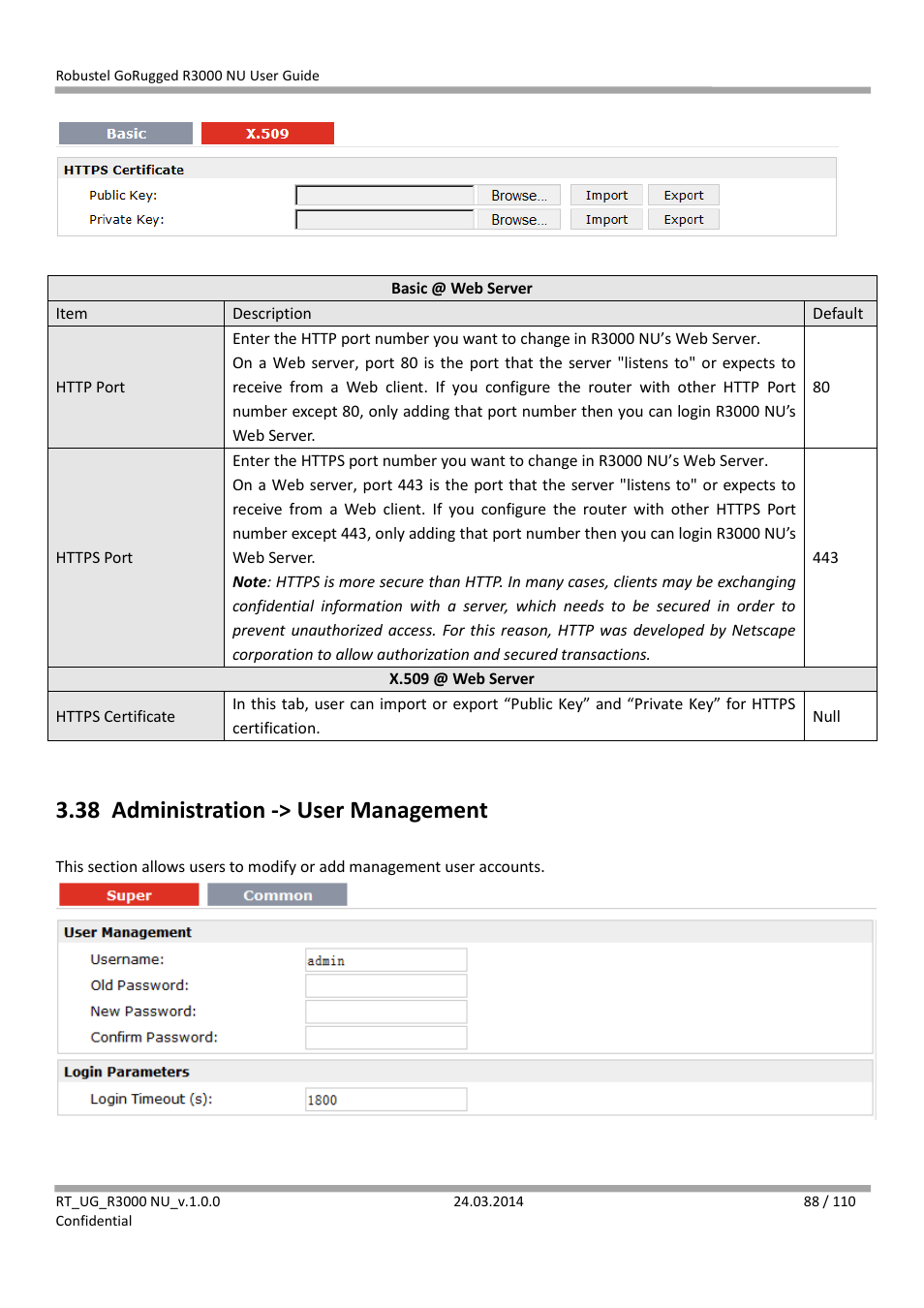 38 administration -> user management, Administration -> user management | Robustel R3000 NU User Manual | Page 89 / 111