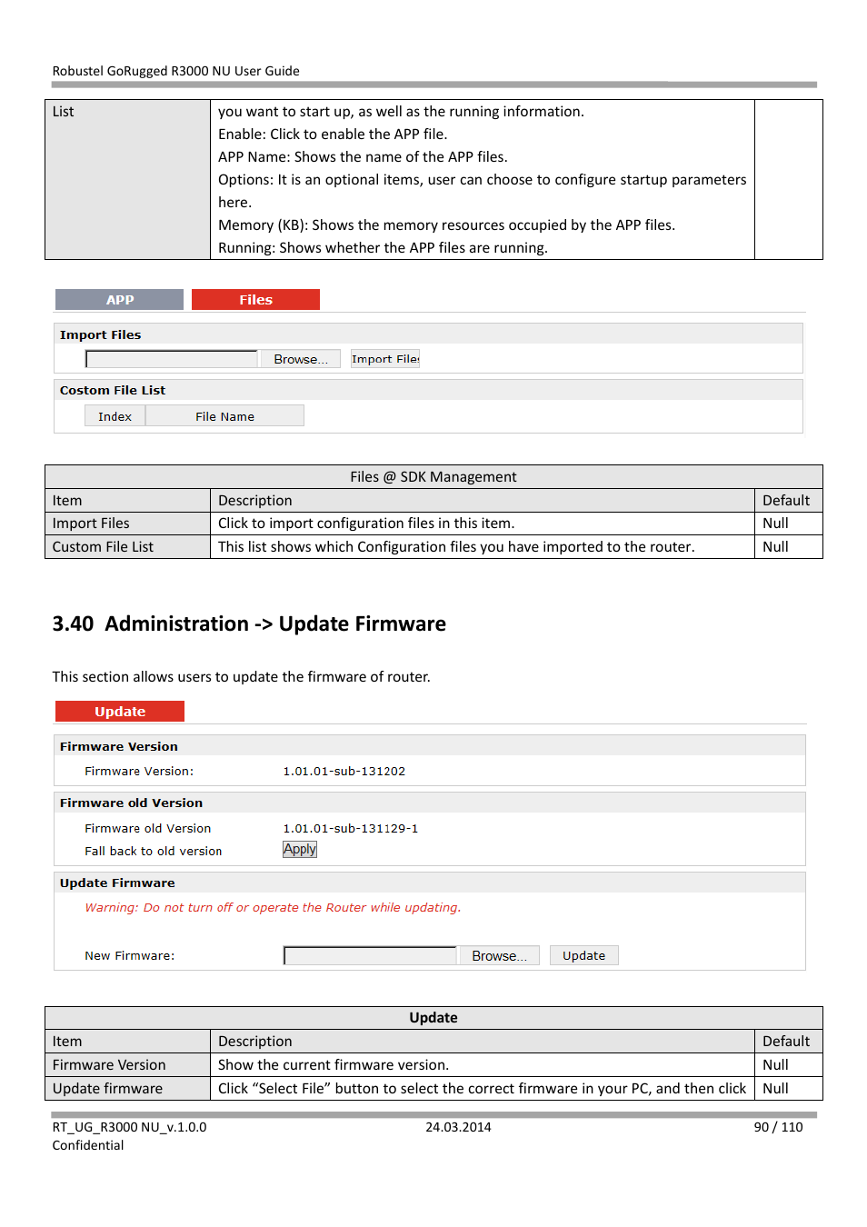 40 administration -> update firmware, Administration -> update firmware | Robustel R3000 NU User Manual | Page 91 / 111