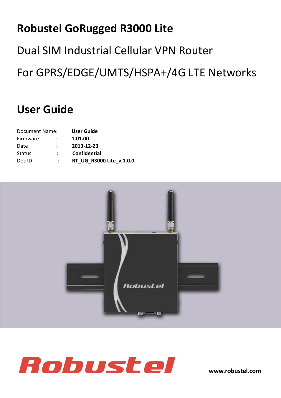 Robustel R3000 Lite User Guide User Manual | 114 pages