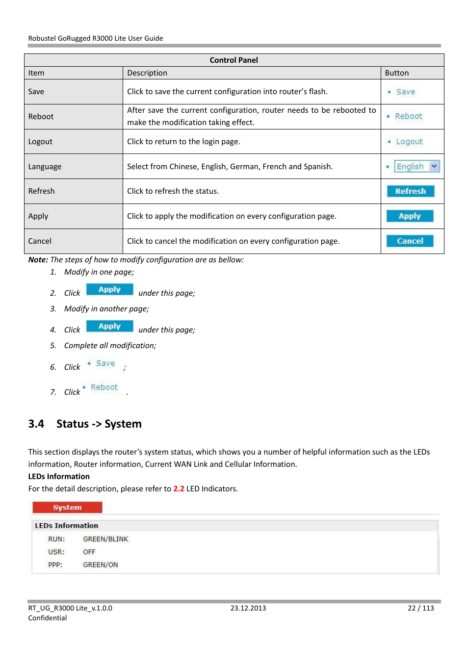 4 status -> system, Status -> system | Robustel R3000 Lite User Guide User Manual | Page 23 / 114